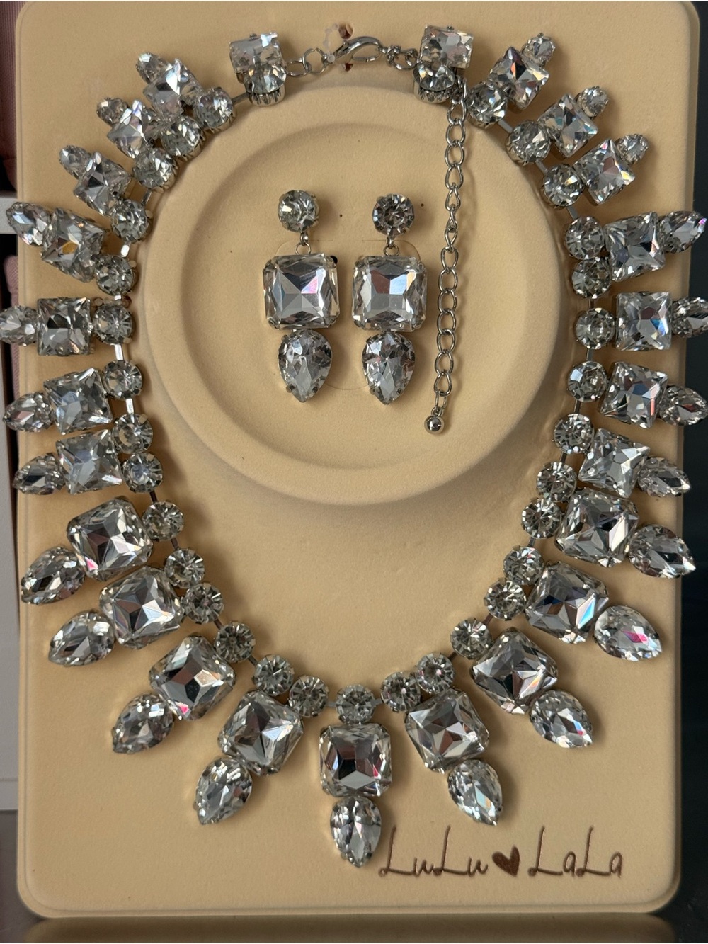 LuluLala Crystal Necklace and Earring Set in Clear - Picture 4 of 4